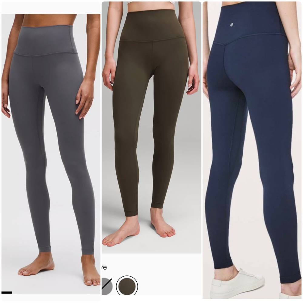 Lululemon Align High-Waisted Leggings in Gray, Olive, and Navy